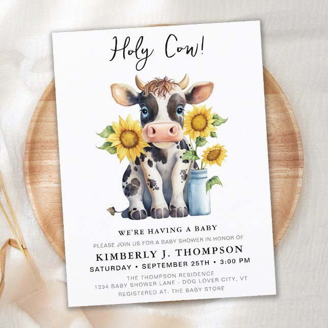 Inbjudan till odlad babyåsna i Cute Cow-blommor (Skapare uppladdad)