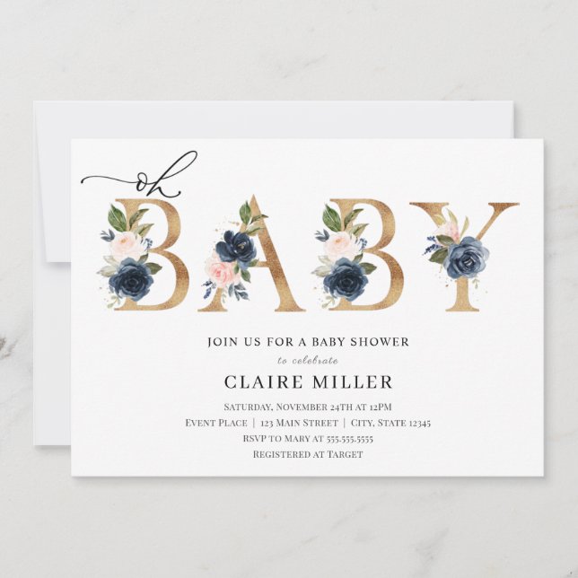 Inbjudan till  Oh Baby Shower (Framsida)