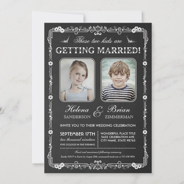 Inbjudan till Old school Photos Wedding (Framsida)