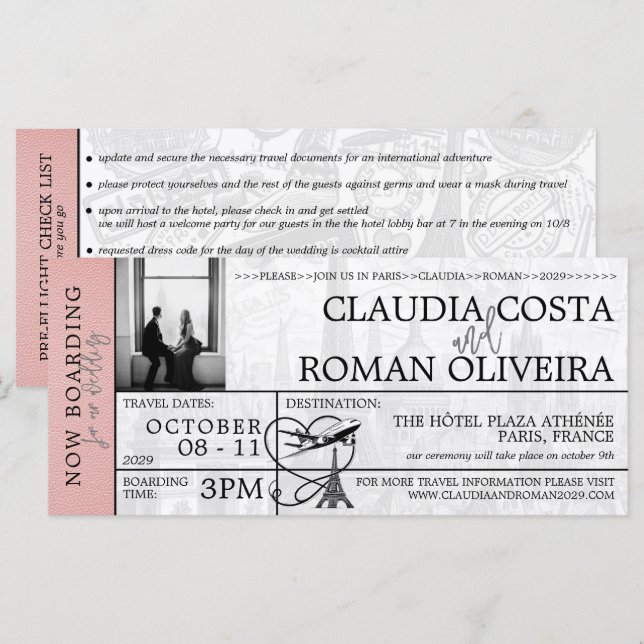 Inbjudan till ombordstigningstillstånd för rosa Pa (Fram/baksida)