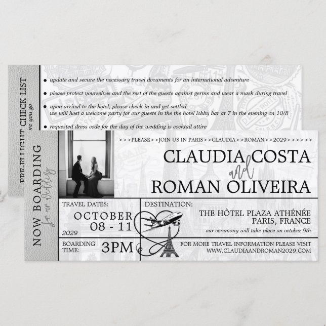 Inbjudan till ombordstigningstillstånd i Paris Brö (Fram/baksida)