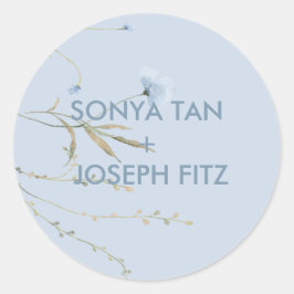 Inbjudan till omslagstorgen för blommigt Bröllop Runt Klistermärke