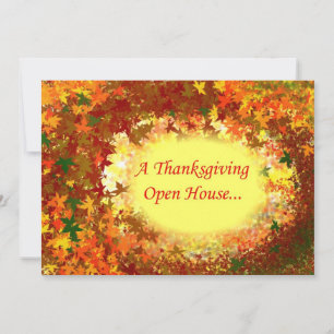 Inbjudan till öppet hus för Höst löv Thanksgiving