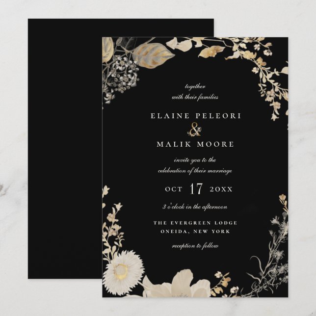 Inbjudan till Opulent Gilded Garden Wedding (Fram/baksida)