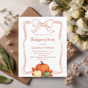 Inbjudan till orange av thanksgivingens middagspum