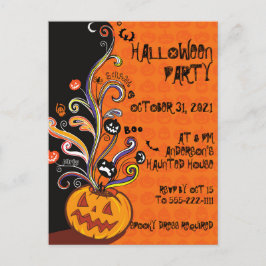 Inbjudan till orange Black Pumpkin Halloween fest