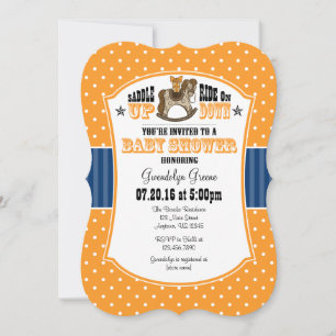 Inbjudan till orange Blue Cowboy Baby Shower