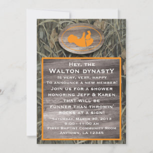 Inbjudan till orange Camo Baby Shower