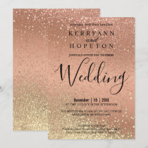 Inbjudan till orange Coral och Guld Glitter