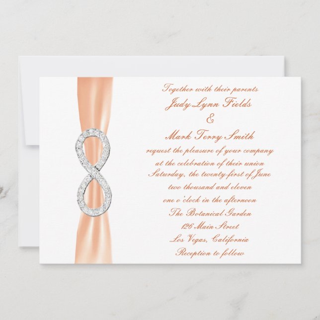 Inbjudan till orange Diamond Ofinity Wedding (Framsida)