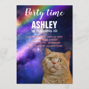 Inbjudan till Orange för katt i rymdparti