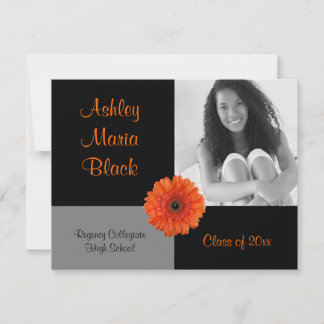 Inbjudan till orange Gerbera Daisy Photo Studenten