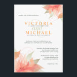 Inbjudan till orange Ice Metallic White Wedding 2<br><div class="desc">Abstrakt tangerine orange blommor på mousserande isvit bakgrund med klok grönt löv och vismisk snurrar gräns denna vackra bröllopsinbjudan. Perfekt för trädgårdsbröllop inomhus och utomhus under alla säsonger - vår, sommar, höst, fall och vinter. Elegant halvformell vintage är säkert en bra idé för den traditionella bruden, men en stänk av...</div>