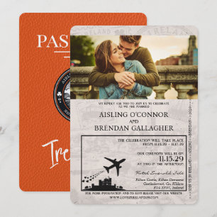 Inbjudan till orange Ireland Passport Wedding