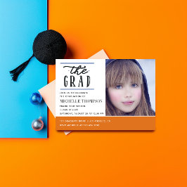 Inbjudan till orange och blå Studentfest