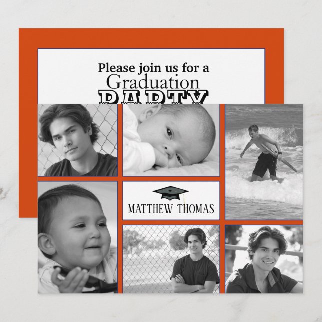 Inbjudan till orange och blått grafikkort, projekt (Fram/baksida)