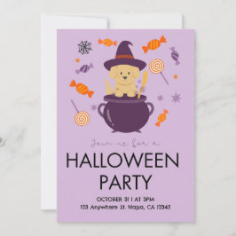 Inbjudan till orange och Lilac Hund Halloween fest