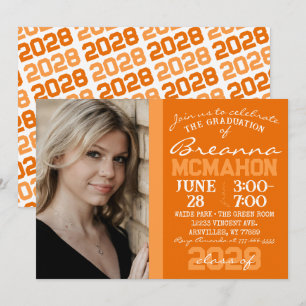 Inbjudan till orange och Vita moderna Studenten