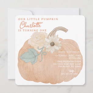Inbjudan till orange Pumpkin första födelsedag