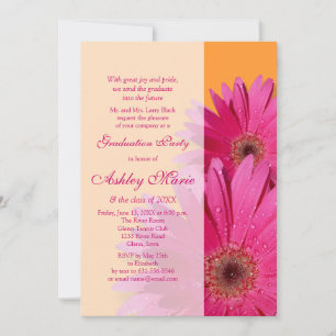 Inbjudan till orange Rosa Gerbera Daisy Studenten