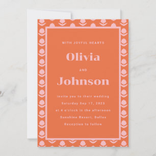 Inbjudan till orange Tulip Flower Wedding