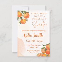 Inbjudan till orangeblomstemat baby shower