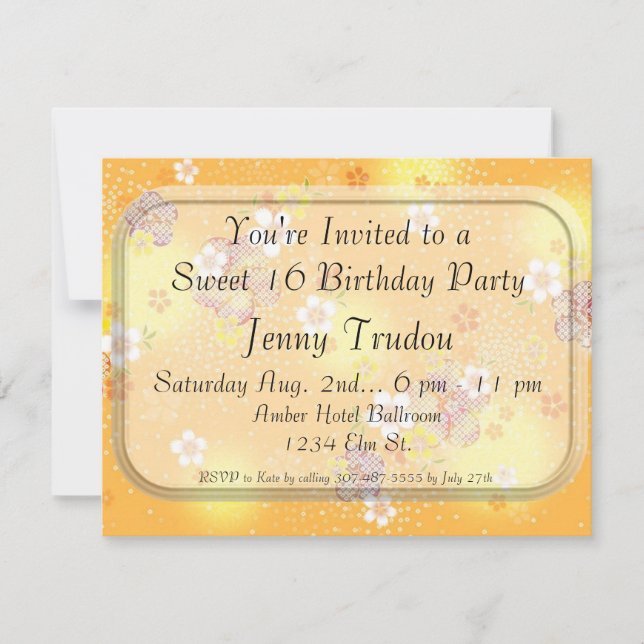 Inbjudan till orientalisk Blommigt för flera ändam (Framsida)