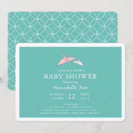 Inbjudan till Origami Papper Cranes Teal Baby Show