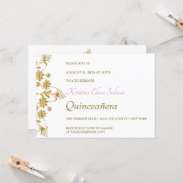 Inbjudan till Ornate Guld Flowers Party