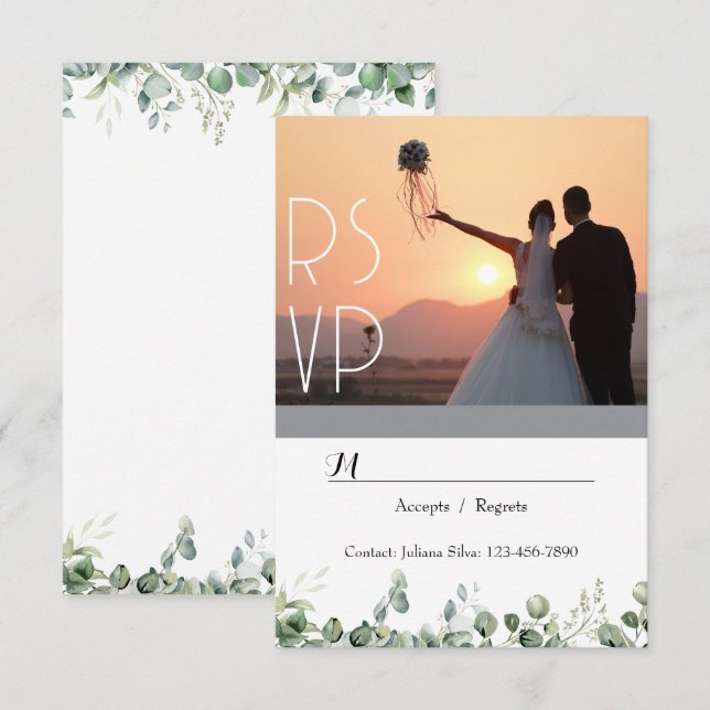 Inbjudan till OSA av elegant Grey-skript (Fram/baksida)