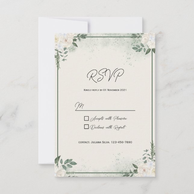 Inbjudan till OSA kort Rustic Greenery (Framsida)