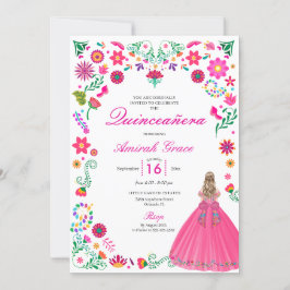 Inbjudan till Otomi Mexikanska Embroidery Quinceañ