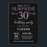 Inbjudan till överraskande 30års födelsedag Black<br><div class="desc">Överraskad inbjudan till 30års födelsedag med Black and Lila Glitter Background. Chalkboard. Vuxen födelsedag. Manar eller Women Bday Inbjudan. Vilken ålder som helst.
Om du vill göra ytterligare anpassningar klickar du på knappen Anpassa och användor verktygen som är utformat för att ändra mallen.</div>