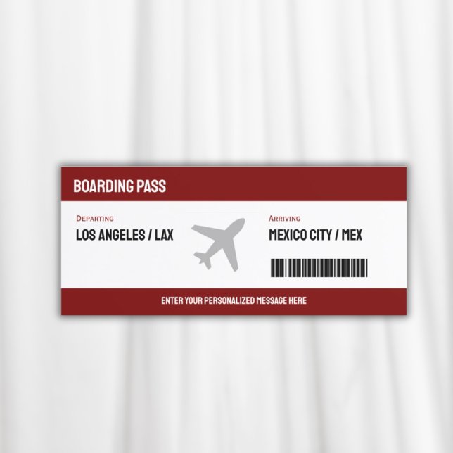 Inbjudan till överraskande boardingpass Flygplan B (Surprise Boarding Pass Plane Ticket Invitation)