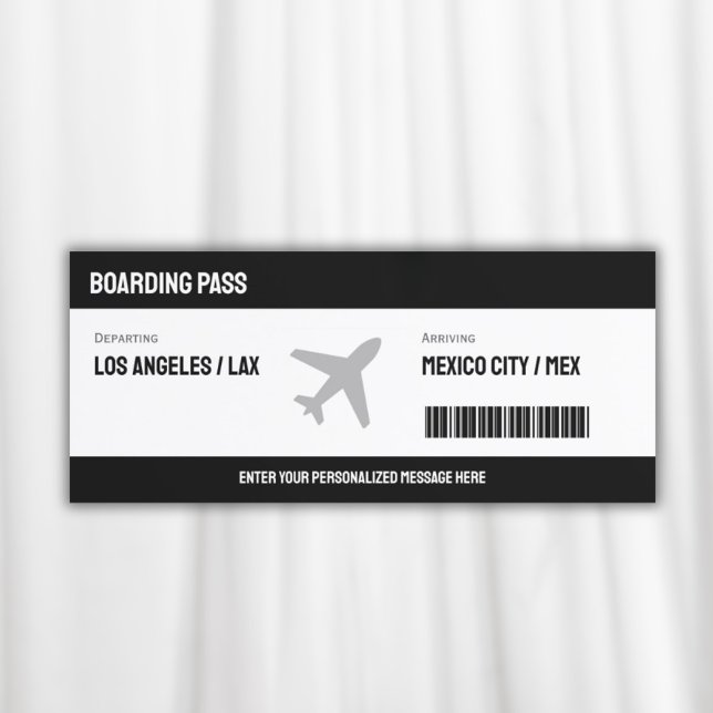 Inbjudan till överraskande boardingpass Flygplan B (Surprise Boarding Pass Plane Ticket Invitation)