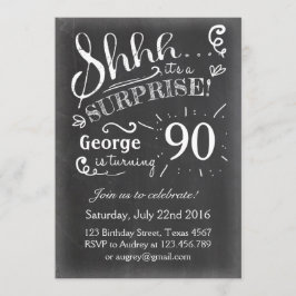 Inbjudan till överraskande födelsedag 90 Chalkboar