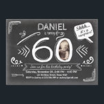 Inbjudan till överraskningsfödelsedag 60:e kalkylp<br><div class="desc">♥ en perfekt till inbjudan era gäster till denna speciellare födelsedagsfest! Chalkboard letar efter en 60-årsdag!
Du kan lägga till din egen bild!</div>