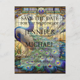 Inbjudan till pacock-lagrade glasbröllop