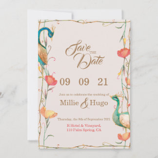 Inbjudan till pacock Theme Wedding