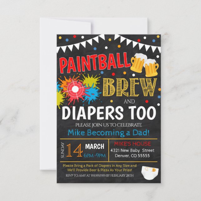 Inbjudan till Paintball och Beer Baby Shower (Framsida)