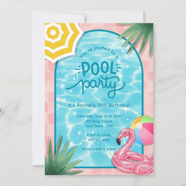 Inbjudan till Palm Springs poolparty (Framsida)