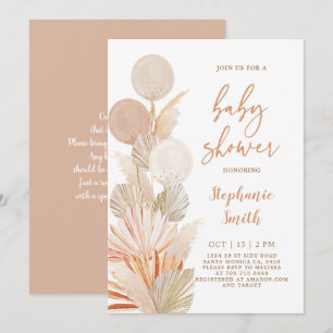 Inbjudan till Pampas Grass och ballonger Baby Sho
