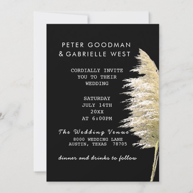 Inbjudan till pampas Grass Wedding (Framsida)