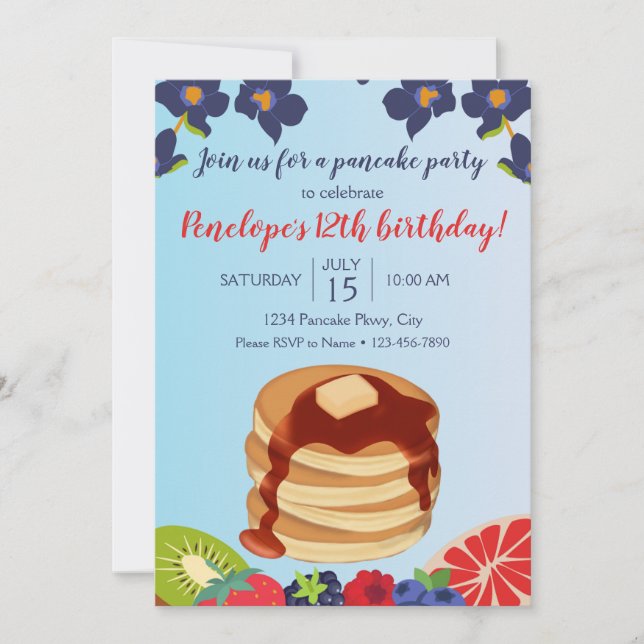 Inbjudan till pancake Birthday (Framsida)