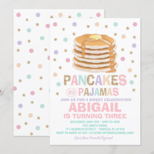 Inbjudan till pancakes och Pajamas-födelsedag