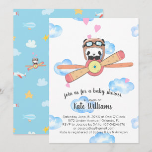 Inbjudan till Panda Pilot Baby Shower
