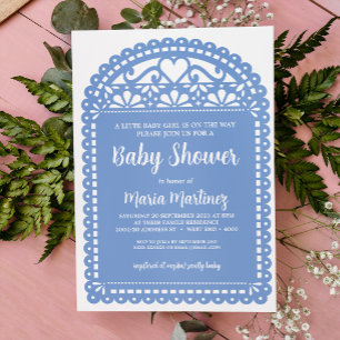 Inbjudan till Papel Picado Inspired Blue Baby Show