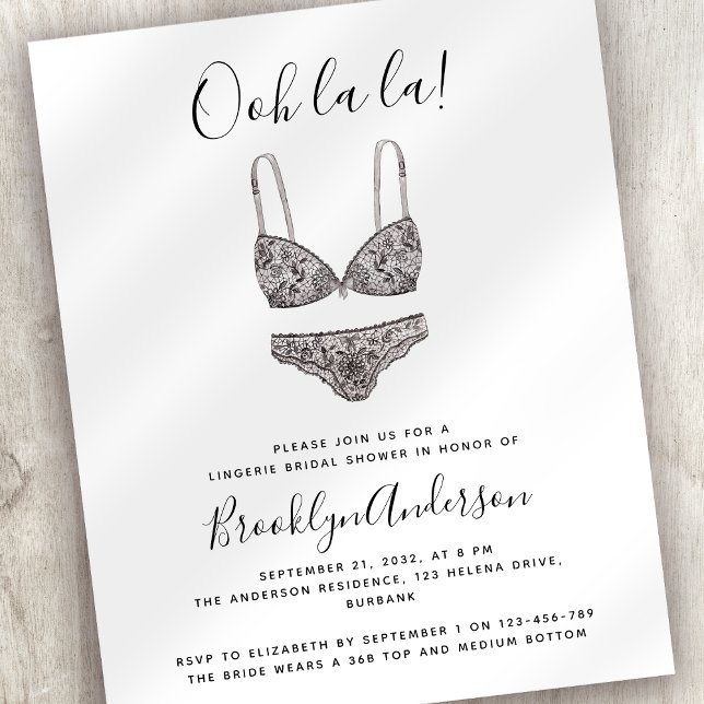 Inbjudan till papper Oh La Lingerie Shower Flygblad (Skapare uppladdad)