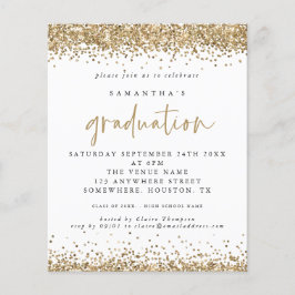 Inbjudan till pappra Guld Glitter Gräns i Studente Flygblad