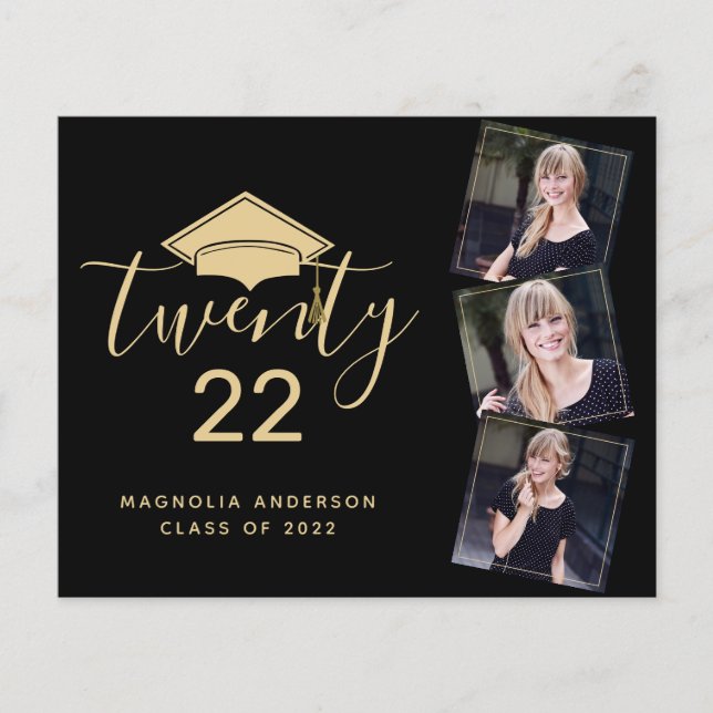 Inbjudan till pappra Svarta Guld Studenten Flygblad (Framsidan)